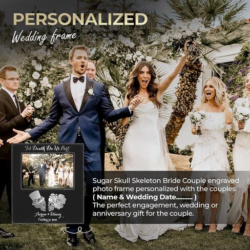Alterd Industries Personalized 8x10 Picture Frames with 4x6 Photo Display - Married in Las Vegas Custom Photo Frame - Wedding Gift for Couples - (Married in Vegas - Black/Gold - 4x6 Photo) in Kuwait