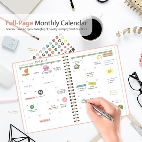 Budget Planner - Monthly Budget Book with Expense Tracker Notebook, A5(6.1" x 8.5") Financial Planner & Account Book to Take Control of Your Money, Bill Organizer With Pockets and Stickers - Pink in Kuwait