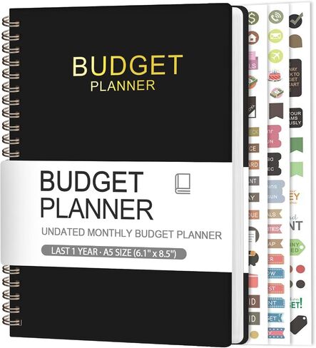 Budget Planner - Monthly Budget Book with Expense Tracker Notebook, A5(6.1" x 8.5") Financial Planner & Account Book to Take Control of Your Money, Bill Organizer With Pockets and Stickers - Pink in Kuwait