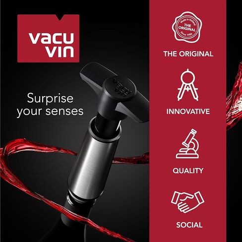 Vacu Vin Wine Saver Vacuum Stoppers - Set of 12 - Gray - for Wine Bottles - Keep Wine Fresh for Up to a Week with Airtight Seal - Compatible with Vacu Vin Wine Saver Pump in Kuwait