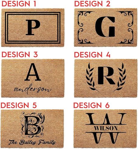 حصيرة باب مخصصة مع monogram - ممسحة مخصصة مع دعم مضاد للانزلاق - 3 خيارات الحجم - ممسحة العائلة الحصير الأبواب in Saudi Arabia