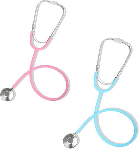 Kids Stethoscope Toy, 2 Pack Real Working Stethoscope Toy for Toddler 3 4 5, Doctor Play Set for Role Play, Medical Pretend Playset for Boys Girls Birthday (Blue and Pink) in Kuwait