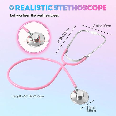 Kids Stethoscope Toy, 2 Pack Real Working Stethoscope Toy for Toddler 3 4 5, Doctor Play Set for Role Play, Medical Pretend Playset for Boys Girls Birthday (Blue and Pink) in Kuwait