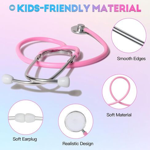 Kids Stethoscope Toy, 2 Pack Real Working Stethoscope Toy for Toddler 3 4 5, Doctor Play Set for Role Play, Medical Pretend Playset for Boys Girls Birthday (Blue and Pink) in Kuwait