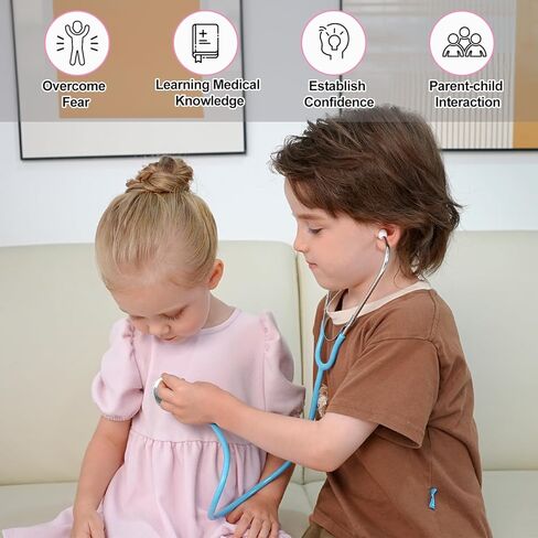 Kids Stethoscope Toy, 2 Pack Real Working Stethoscope Toy for Toddler 3 4 5, Doctor Play Set for Role Play, Medical Pretend Playset for Boys Girls Birthday (Blue and Pink) in Kuwait