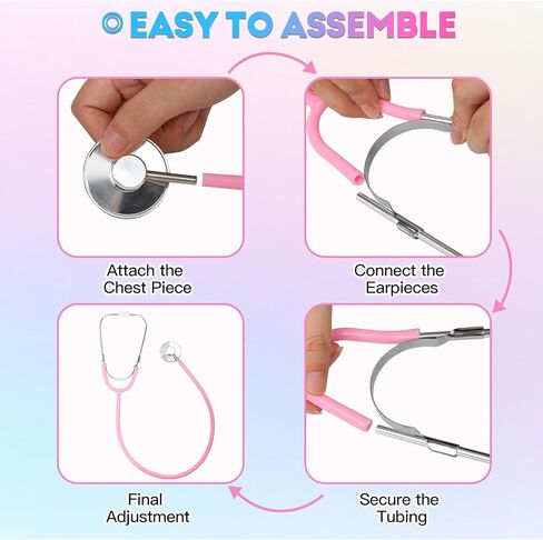 Kids Stethoscope Toy, 2 Pack Real Working Stethoscope Toy for Toddler 3 4 5, Doctor Play Set for Role Play, Medical Pretend Playset for Boys Girls Birthday (Blue and Pink) in Kuwait