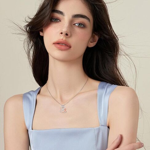 wtyim روز زهرة القلب قلادة للنساء مويسانيتي الماس روز إنفينيتي القلب قلادة قلادة مجوهرات عيد الحب عيد ميلاد هدية عيد الميلاد لزوجتها صديقة أمي الفتيات، 18 + 2 بوصة in Kuwait