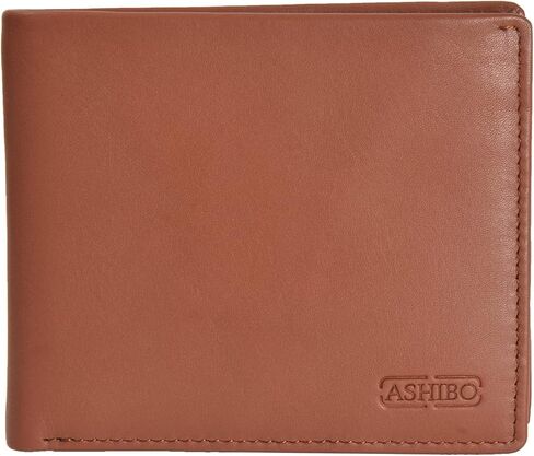 ASHIBO الحد الأدنى سافيانو محفظة ثنائية الطي للرجال جلد طبيعي RFID حجب بطاقة الهوية التجارية الذكية المتعددة وفتحات بطاقة الائتمان in Kuwait