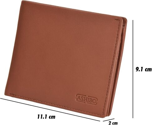 ASHIBO الحد الأدنى سافيانو محفظة ثنائية الطي للرجال جلد طبيعي RFID حجب بطاقة الهوية التجارية الذكية المتعددة وفتحات بطاقة الائتمان in Kuwait