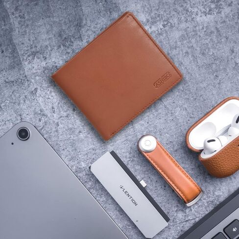 ASHIBO الحد الأدنى سافيانو محفظة ثنائية الطي للرجال جلد طبيعي RFID حجب بطاقة الهوية التجارية الذكية المتعددة وفتحات بطاقة الائتمان in Kuwait