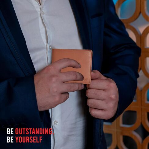 ASHIBO الحد الأدنى سافيانو محفظة ثنائية الطي للرجال جلد طبيعي RFID حجب بطاقة الهوية التجارية الذكية المتعددة وفتحات بطاقة الائتمان in Kuwait