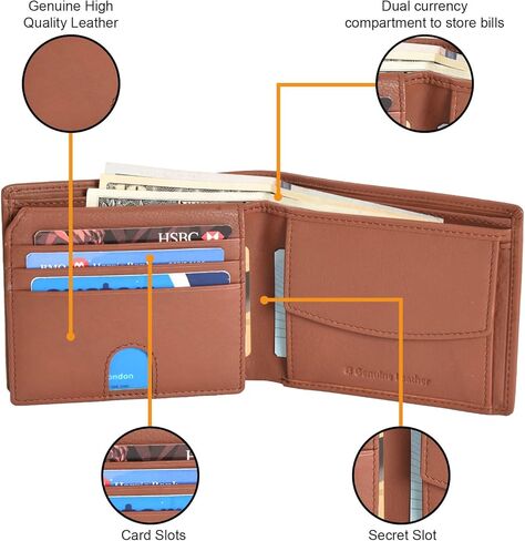 ASHIBO الحد الأدنى سافيانو محفظة ثنائية الطي للرجال جلد طبيعي RFID حجب بطاقة الهوية التجارية الذكية المتعددة وفتحات بطاقة الائتمان in Kuwait