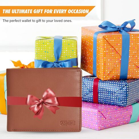 ASHIBO الحد الأدنى سافيانو محفظة ثنائية الطي للرجال جلد طبيعي RFID حجب بطاقة الهوية التجارية الذكية المتعددة وفتحات بطاقة الائتمان in Kuwait
