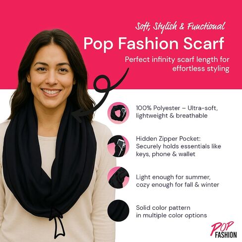 تسوق Pop Fashion - جيب انفينيتي بسحاب بلون موحد - يُستخدم كجهاز لتغطية الوجه والفم in Kuwait