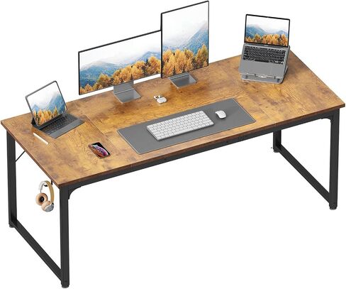 ODK 63 Inch Computer Desk Home Office Desk, Gaming Writing Work from Home Study Desk, Modern Simple Design, Large Legroom, Sturdy Metal Frame, Vintage in Saudi Arabia
