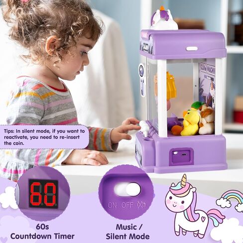 آلة مخلب Cwlakon للأطفال ، Mini Vending Machine Girls Unicorn Toys with Sound & 20 Mini Toys ، Candy Grabber Mustenser Machine Games Electronic Arcad in Kuwait