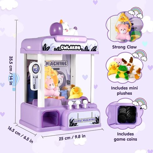 آلة مخلب Cwlakon للأطفال ، Mini Vending Machine Girls Unicorn Toys with Sound & 20 Mini Toys ، Candy Grabber Mustenser Machine Games Electronic Arcad in Kuwait