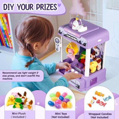 آلة مخلب Cwlakon للأطفال ، Mini Vending Machine Girls Unicorn Toys with Sound & 20 Mini Toys ، Candy Grabber Mustenser Machine Games Electronic Arcad in Kuwait