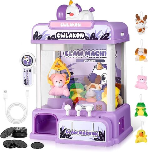 آلة مخلب Cwlakon للأطفال ، Mini Vending Machine Girls Unicorn Toys with Sound & 20 Mini Toys ، Candy Grabber Mustenser Machine Games Electronic Arcad in Kuwait
