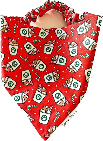 | Puppermint Mocha | Christmas | Slip-on, Scrunchie Dog Bandana | No Tying or Collar Necessary | Machine Washable (M) in Saudi Arabia