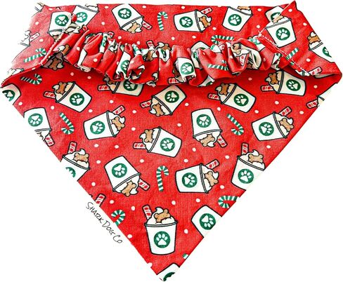| Puppermint Mocha | Christmas | Slip-on, Scrunchie Dog Bandana | No Tying or Collar Necessary | Machine Washable (M) in Saudi Arabia