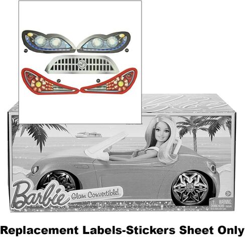 Barbie Parts Parts Glam Convertible - CGG92 ~ تسميات / ملصقات بديلة - المصابيح الأمامية ، الشواية والرسوم in Saudi Arabia
