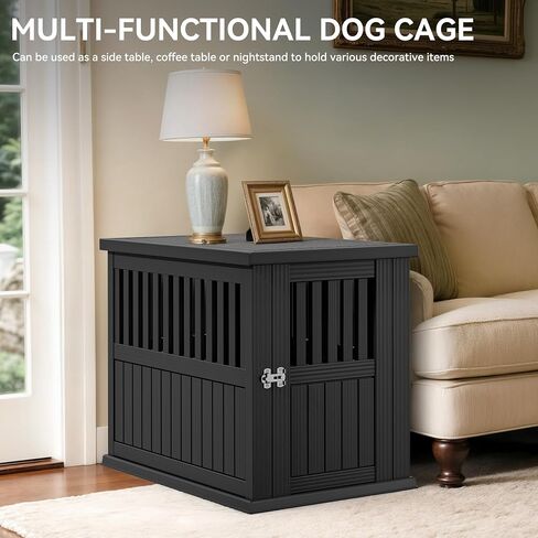 YITAHOME Plastic Dog Crate, Furniture-Style Nightstand & Side Table, Waterproof Indoor Kennel for Small to Medium Dogs, Black in Saudi Arabia