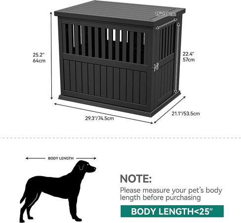 YITAHOME Plastic Dog Crate, Furniture-Style Nightstand & Side Table, Waterproof Indoor Kennel for Small to Medium Dogs, Black in Saudi Arabia