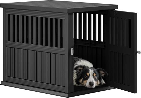 YITAHOME Plastic Dog Crate, Furniture-Style Nightstand & Side Table, Waterproof Indoor Kennel for Small to Medium Dogs, Black in Saudi Arabia