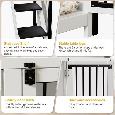 PakaLife Loft-Style Dog Crate Furniture with Double Doors, Heavy Duty Dog Kennel Indoor for Medium and Large Dogs, Wooden Pet House with Multi-Purpose Blanket and Fluffy Dog Bed in Saudi Arabia
