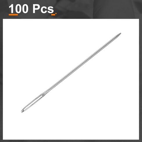 HARFINGTON 100pcs Upholstery Needles 0.76mm Diameter 37mm (1.46") Long Large Eye Stitching Sewing Straight Hand Needles Stainless Steel for Leather Tapestry Embroidery Tufting, Silver in Saudi Arabia