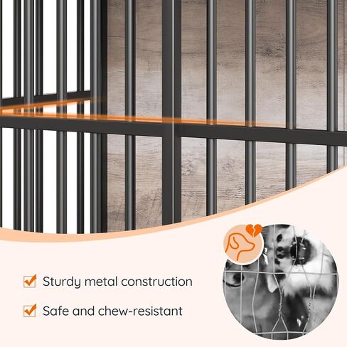HOOBRO Dog Crate Furniture, 36.6" Heavy Duty Dog Kennel with Sliding Barn Door, Wooden Dog Cage Indoor, Decorative Side End Table for Small/Medium Dogs, Greige and Black GY162GW03G1 in Saudi Arabia