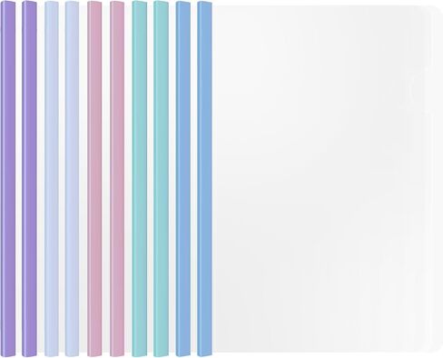 10 Report folders with Clear Cover and Sliding Bar, A4 and Letter Size Report Covers, Presentation Folder Binder for School Business, Holds 70 Sheets (Light Multi-Color) in Saudi Arabia