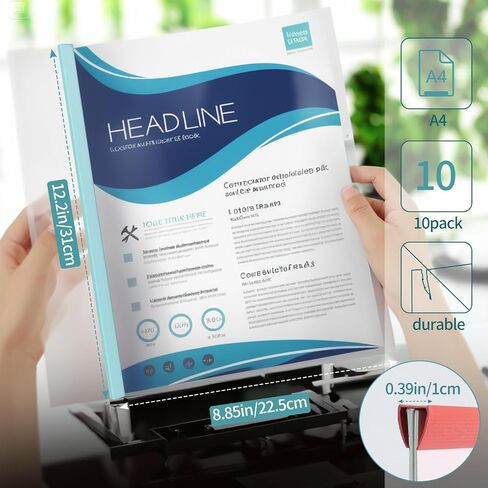 10 Report folders with Clear Cover and Sliding Bar, A4 and Letter Size Report Covers, Presentation Folder Binder for School Business, Holds 70 Sheets (Light Multi-Color) in Saudi Arabia