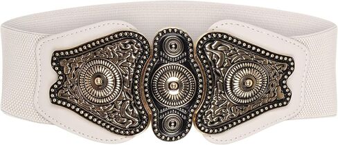 BlackButterfly Wide Elastic Stretch Vintage Antique Retro Buckle Belt in Kuwait