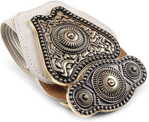 BlackButterfly Wide Elastic Stretch Vintage Antique Retro Buckle Belt in Kuwait