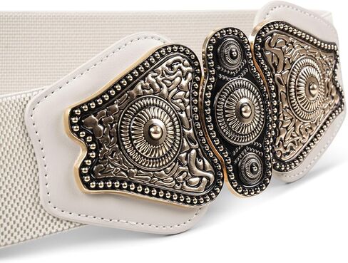 BlackButterfly Wide Elastic Stretch Vintage Antique Retro Buckle Belt in Kuwait