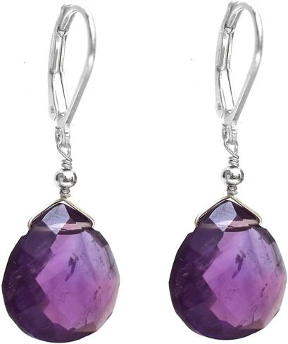 أقراط Leverback Leverback خفيفة الوزن للنساء Clear Quartz Gemstone Jewelry Jewelry 925 Sterling Silver Silver Elegant Handmade Dearings in Saudi Arabia