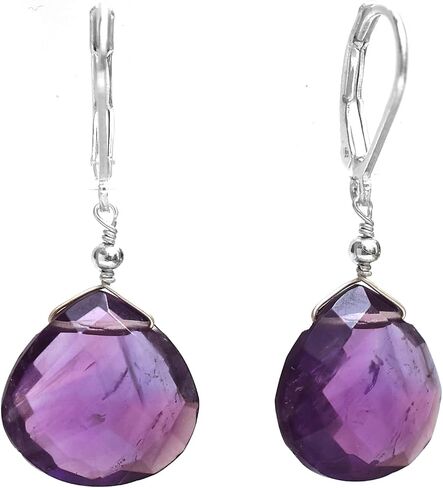 أقراط Leverback Leverback خفيفة الوزن للنساء Clear Quartz Gemstone Jewelry Jewelry 925 Sterling Silver Silver Elegant Handmade Dearings in Saudi Arabia