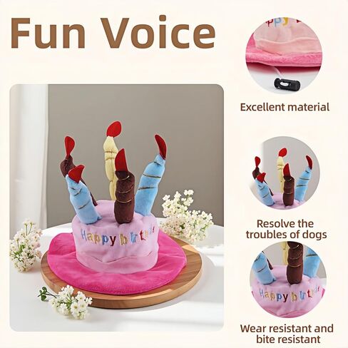 قبعة حفلة حيوان أليف لطيفة للكلاب والقطط - قبعة عيد ميلاد ناعمة رقيقة مع 5 شموع ملونة (زرقاء) ، حزام قابل للتعديل لهالوين ، أزياء واطلاقيات الصور ، يناسب حيوانات أليفة صغيرة إلى كبيرة ، قابلة للغسل ومريحة (الأزرق) in Kuwait