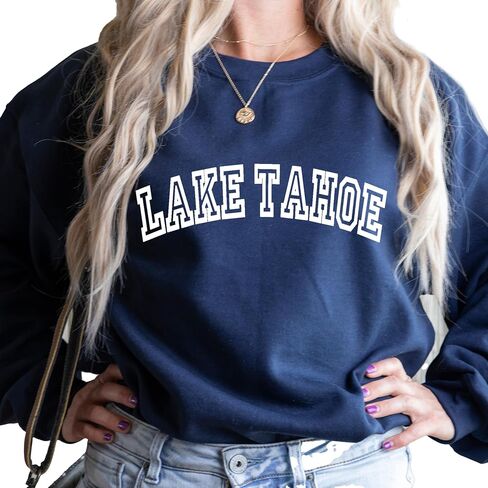 Lake Tahoe Sweatshirt, Lake Tahoe Shirt, Nevada Crewneck, California Vacation Shirts, Minimalist Preppy Design Lake Tahoe Gift (L, Military Green) in Saudi Arabia