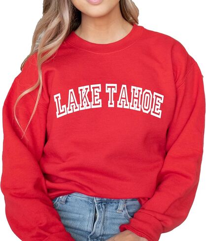 Lake Tahoe Sweatshirt, Lake Tahoe Shirt, Nevada Crewneck, California Vacation Shirts, Minimalist Preppy Design Lake Tahoe Gift (L, Military Green) in Saudi Arabia