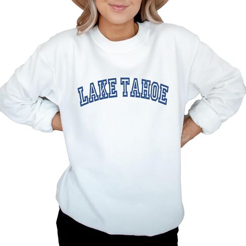 Lake Tahoe Sweatshirt, Lake Tahoe Shirt, Nevada Crewneck, California Vacation Shirts, Minimalist Preppy Design Lake Tahoe Gift (L, Military Green) in Saudi Arabia