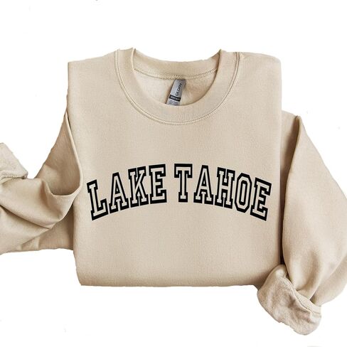 Lake Tahoe Sweatshirt, Lake Tahoe Shirt, Nevada Crewneck, California Vacation Shirts, Minimalist Preppy Design Lake Tahoe Gift (L, Military Green) in Saudi Arabia