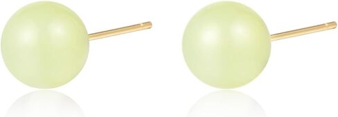 Jade Earrings,6mm/8mm Green Stud Earrings for Women as Gold Stud Earrings, Natural Jade Earrings Jewelry for Birthday Anniversary (6mm, Aventurine Jade) in Saudi Arabia