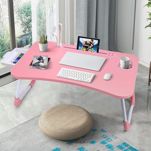 SLENDOR LAPTOP DESK SPAP BED STAND طاولة كمبيوتر محمولة قابلة للطي قابلة للطي صينية محمولة لفة دائمة القراءة والكتابة مع درج لأريكة الأريكة السرير in Kuwait
