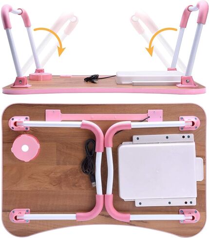 SLENDOR LAPTOP DESK SPAP BED STAND طاولة كمبيوتر محمولة قابلة للطي قابلة للطي صينية محمولة لفة دائمة القراءة والكتابة مع درج لأريكة الأريكة السرير in Kuwait