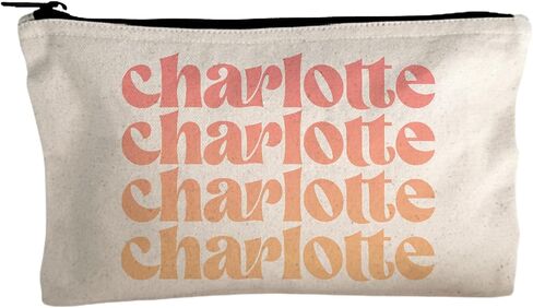 Moonlight Makers, Charlotte Ombre Canvas Makeup Bag, Pencil Pouch, Cute Travel Accessories for Women, 100% Cotton Cosmetic & Toiletry Bags, Orange in Saudi Arabia