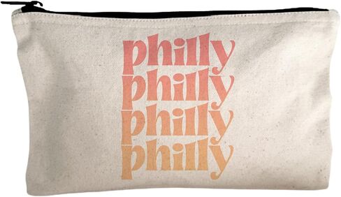 Moonlight Makers, Charlotte Ombre Canvas Makeup Bag, Pencil Pouch, Cute Travel Accessories for Women, 100% Cotton Cosmetic & Toiletry Bags, Orange in Saudi Arabia
