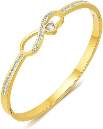 Rose Gold Bow Bangle Bracelet for Women Personalized Cubic Zirconia Stainless Steel Bracelets Oval Butterfly Bangles Bracelets Gifts for Love in Saudi Arabia